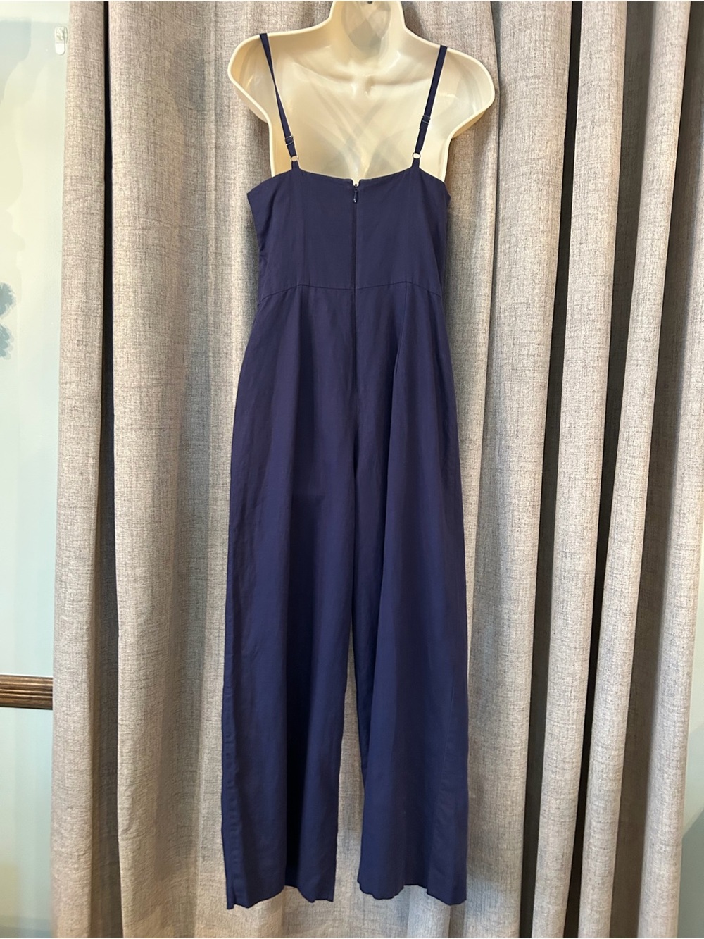 J.Crew Factory Navy Linen Blend Tie Front Wide Leg Jumpsuit
Size 2 - Picture 4 of 11
